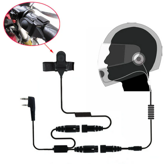 Helmet Kit Full Face Motorcycle Headset Earpiece Mic for 2 way radio/walkie talkie(2 Pin K-plug)