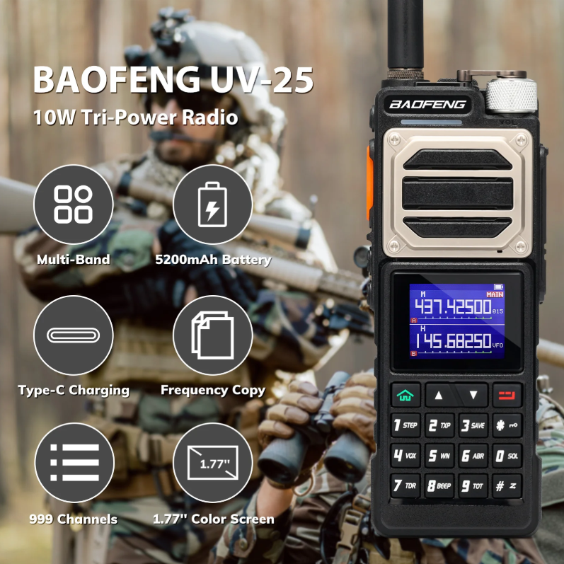Baofeng UV25 10WATT radio-KHAKI Colour