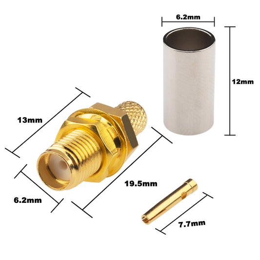 SMA-Female connector for RG58 Coaxial cable-Crimp type