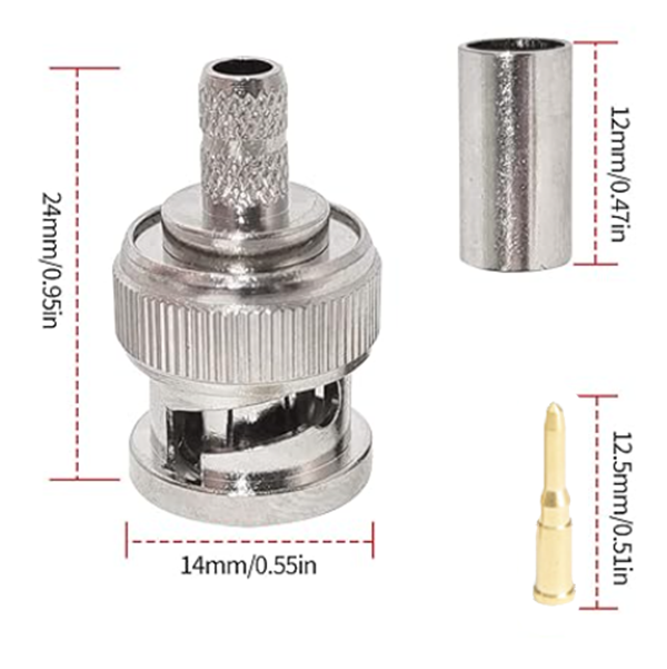 BNC-Male connector for RG58 Coaxial cable-Crimp Type