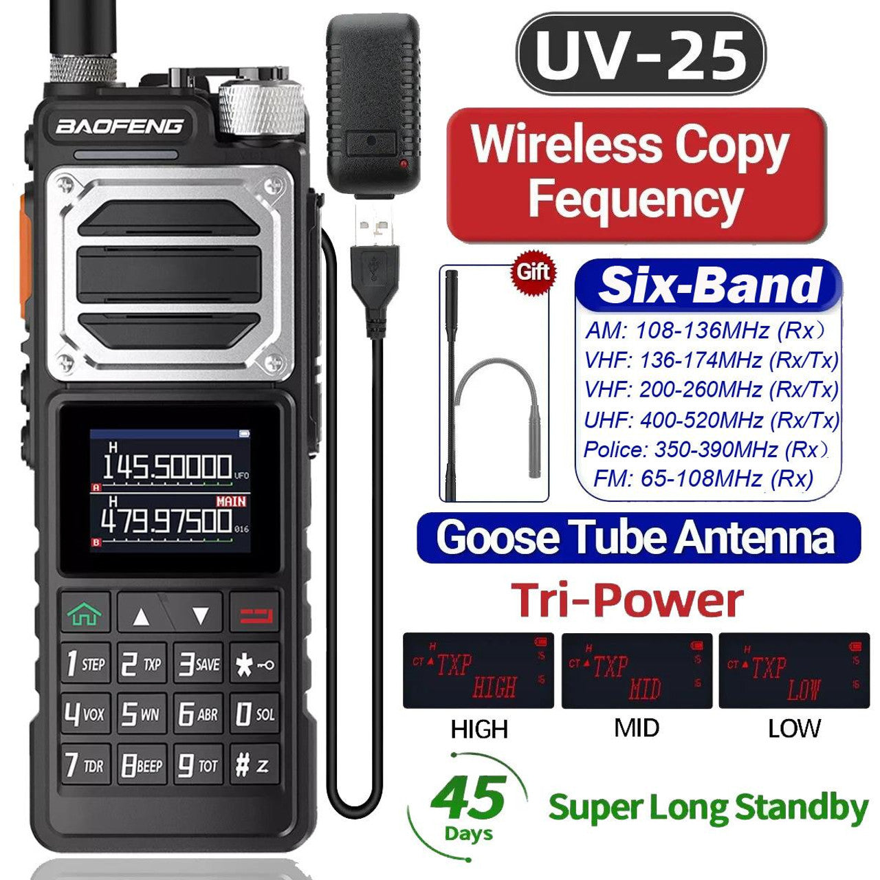 Baofeng UV25 10WATT radio-KHAKI Colour