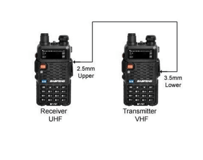 Repeater cable for 2 way radios (3.5mm-2.5mm connector)