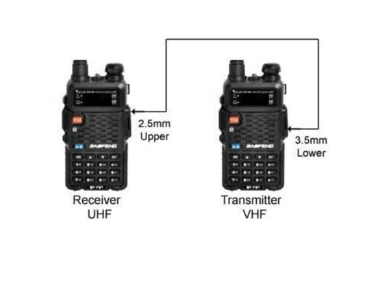 Repeater cable for 2 way radios (3.5mm-2.5mm connector)