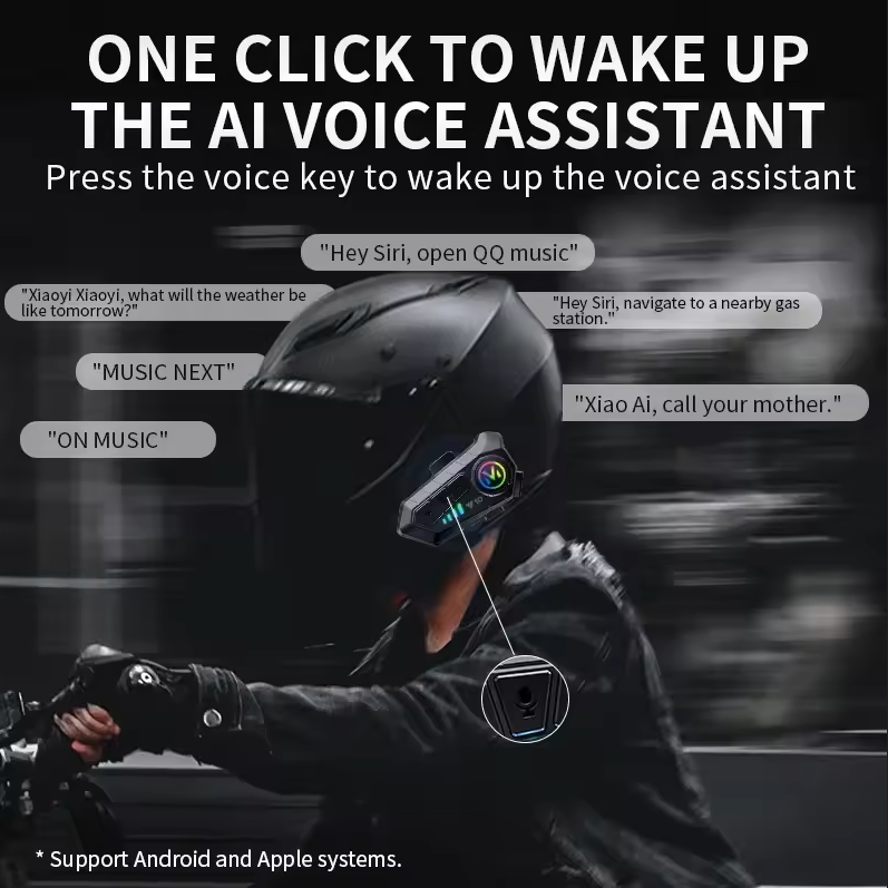 1000mAh Motorcycle Helmet Headset Voice Contro Wireless Hands-on Talking Headset Handsfree Call