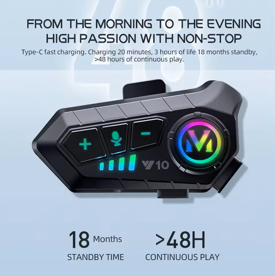 1000mAh Motorcycle Helmet Headset Voice Contro Wireless Hands-on Talking Headset Handsfree Call