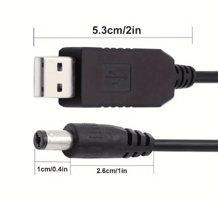 USB 5Volt to 12Volt Dc-connector(2.1mm) converter cable