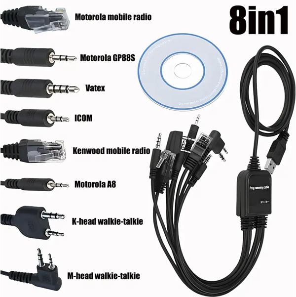 8 in 1 Programing cable for 2 way radios