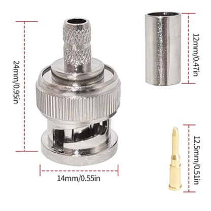 BNC-Male connector for RG58 Coaxial cable-Crimp Type