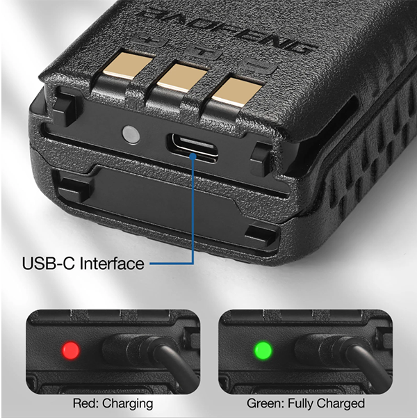 Extended 3800mAh battery(with type-C) for Baofeng UV5R radio