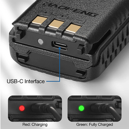 Extended 3800mAh battery(with type-C) for Baofeng UV5R radio