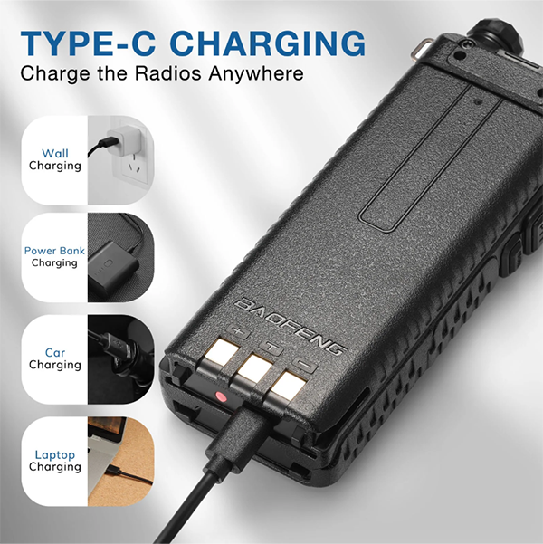 Extended 3800mAh battery(with type-C) for Baofeng UV5R radio