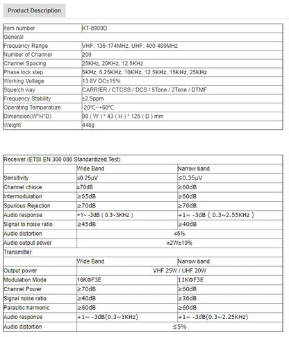 QYT KT-8900D VHF/UHF mobile radio
